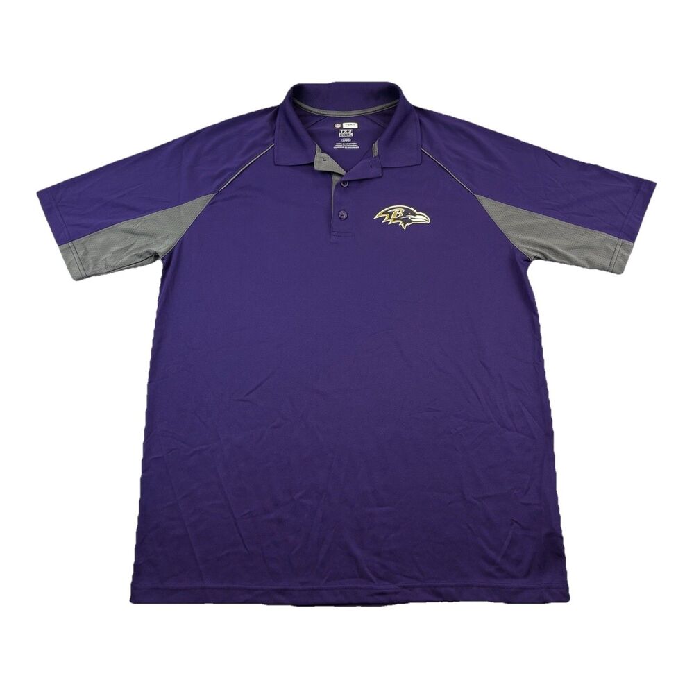 Baltimore Ravens Golf Polo Shirt Mens L Purple TX3 Cool Perforated Short Sleeve